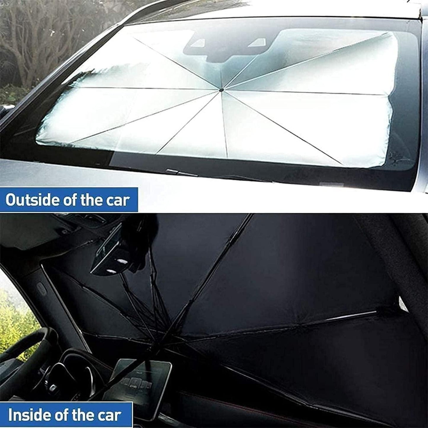 AutoCool™ Foldable Windshield Sun Shade Umbrella – Blocks Heat & UV Instantly