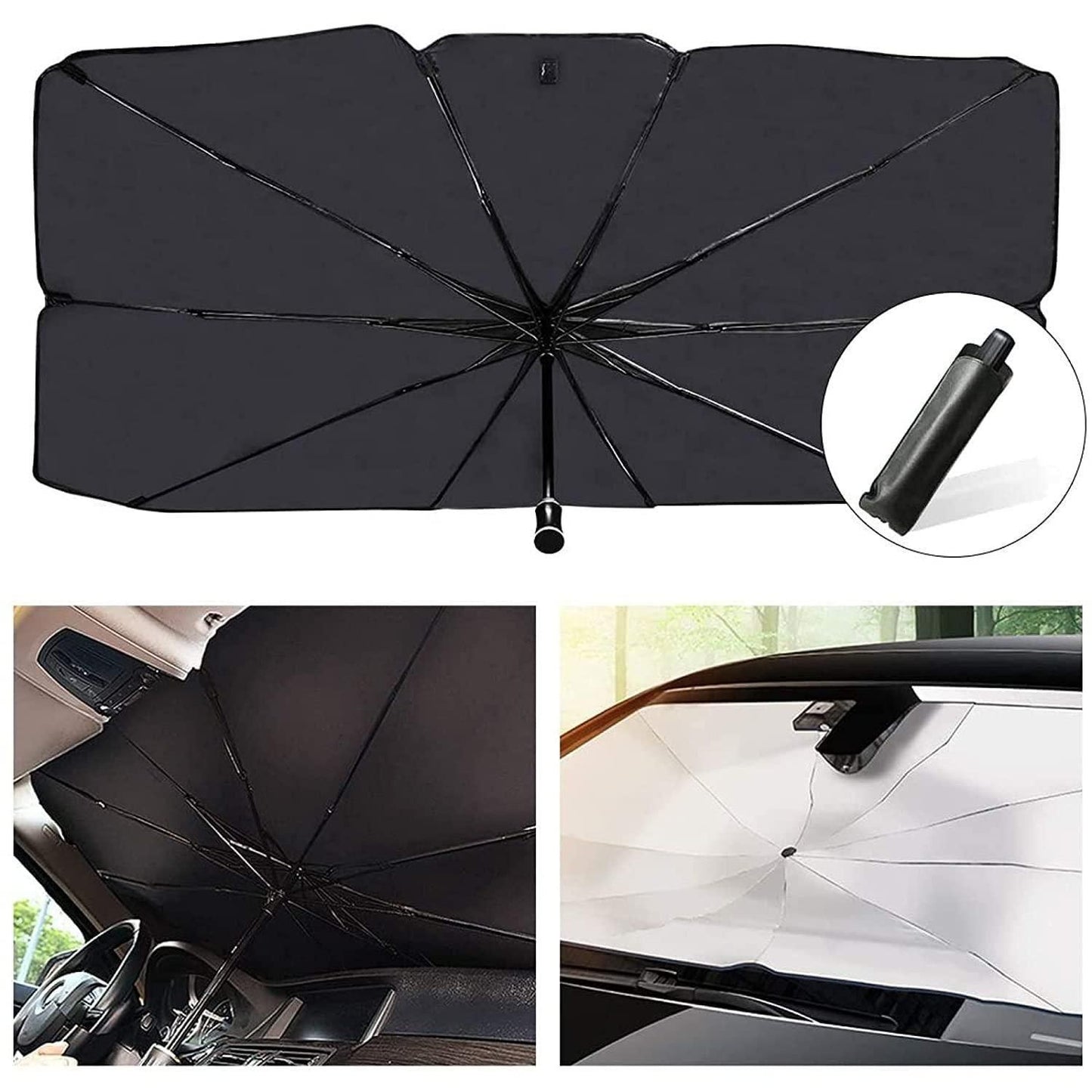 AutoCool™ Foldable Windshield Sun Shade Umbrella – Blocks Heat & UV Instantly